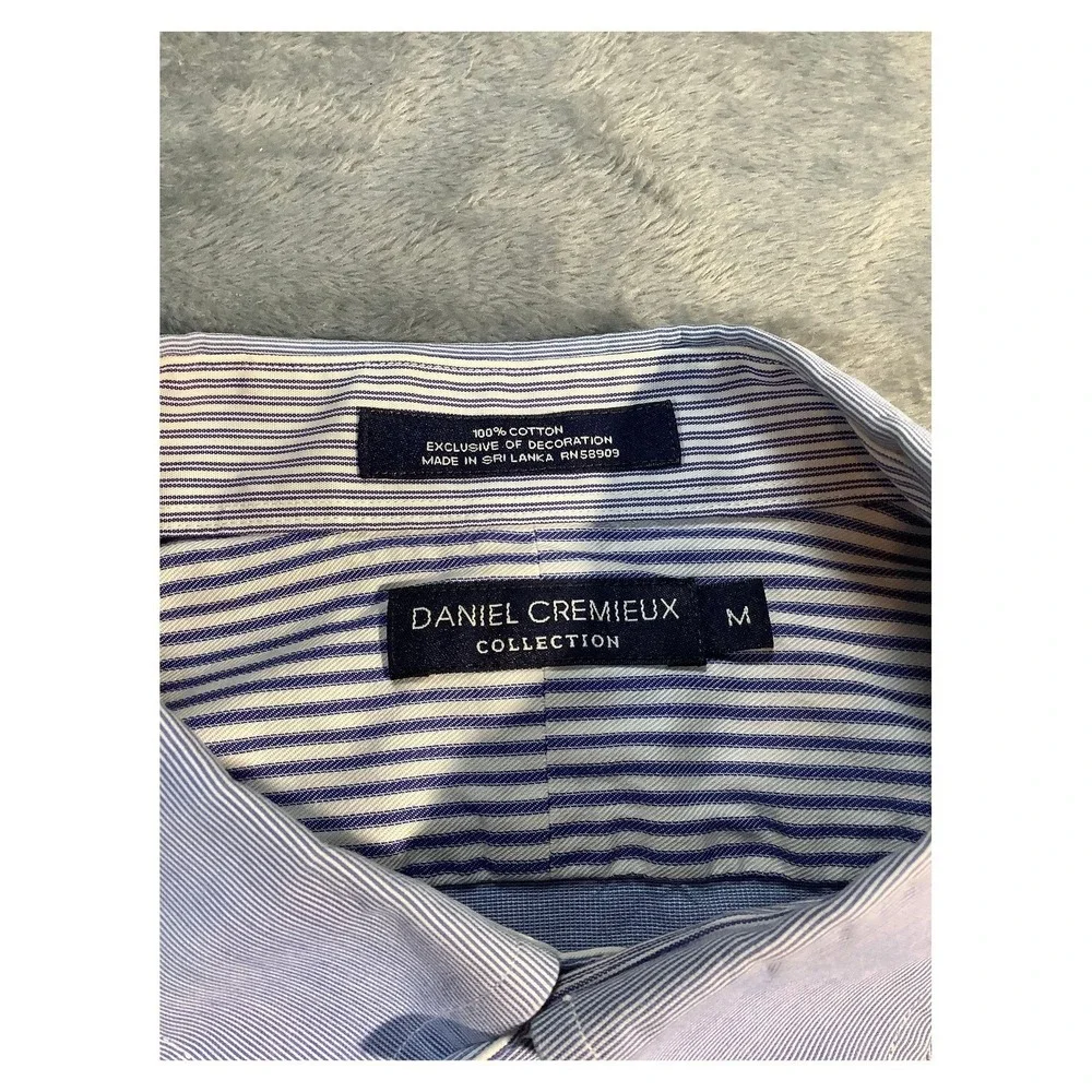 Daniel Cremieux Men's Size M Blue Striped Button Down Dress‎ Shirt Cotton
